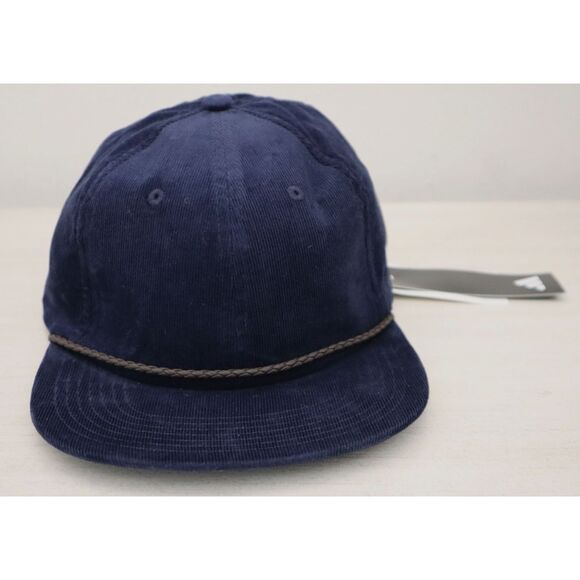 Adidas IM9239 Men's OSFM Navy Blue Leather Cord Corduroy Golf Strapback Hat - Picture 5 of 10